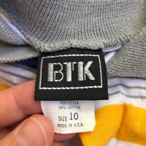 Vintage Boys 6 8 Polo Striped Short Sleeve Blue Yellow Gray Top Shirt - Picture 4 of 4